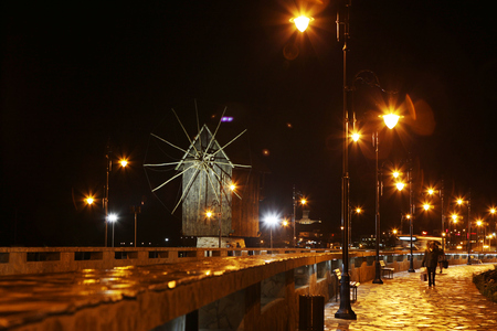NESSEBAR, BULGARIA - JUNE 16:  Nessebar at Night, June 16, 2014. Nessebar in 1956 was declared as museum city, archaeological and architectural reservation by UNESCO.のeditorial素材