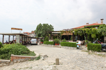 People visit Old Town on June 18, 2014 in Nessebar, Bulgaria. のeditorial素材