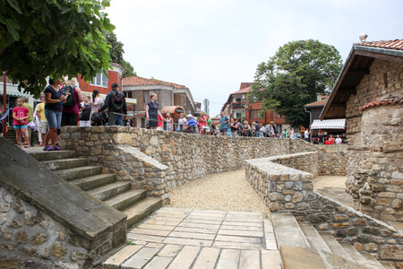 People visit Old Town on June 18, 2014 in Nessebar, Bulgaria. のeditorial素材