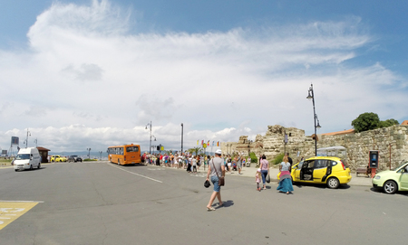 People visit Old Town on June 18, 2014 in Nessebar, Bulgaria. のeditorial素材