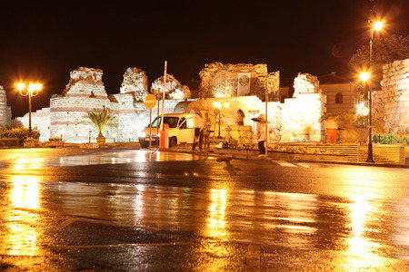 NESSEBAR, BULGARIA - JUNE 16:  Nessebar at Night, June 16, 2014. Nessebar in 1956 was declared as museum city, archaeological and architectural reservation by UNESCO.のeditorial素材