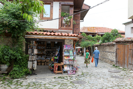 People visit Old Town on June 18, 2014 in Nessebar, Bulgaria. のeditorial素材