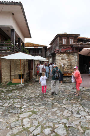 People visit Old Town on June 18, 2014 in Nessebar, Bulgaria. のeditorial素材