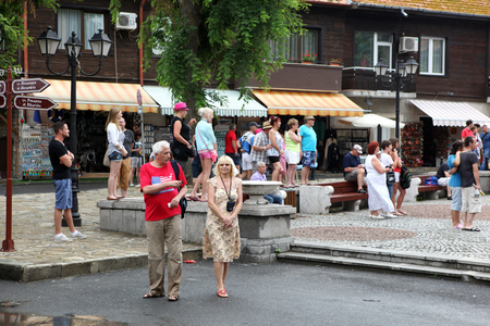 People visit Old Town on June 18, 2014 in Nessebar, Bulgaria. のeditorial素材