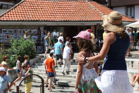 NESEBAR, BULGARIA - AUGUST 29: People visit Old Town on August 29, 2014 in Nesebar, Bulgaria. Nesebar in 1956 was declared as museum city, archaeological and architectural reservation by UNESCO.のeditorial素材