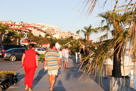 SVETI VLAS - AUGUST 29: Yachtport Marina Dinevi, August 29, 2014. Sveti Vlas is a town and seaside resort on the Black Sea coast of Bulgaria, located in Nesebar municipality, Burgas Province. のeditorial素材