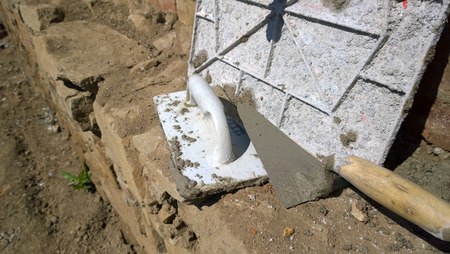 trowels and other masonry tools.の写真素材