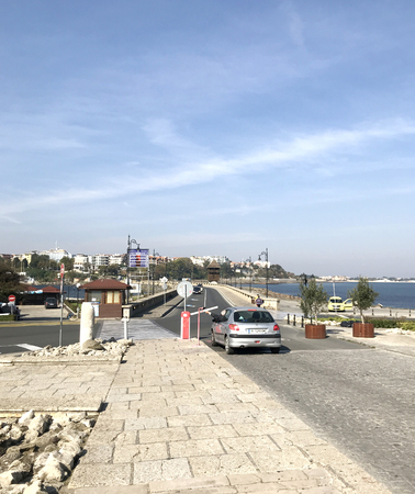 Nesebar, Bulgaria - October 06, 2017: Seaside resort and ancient old town Nesebar in Bulgaria.