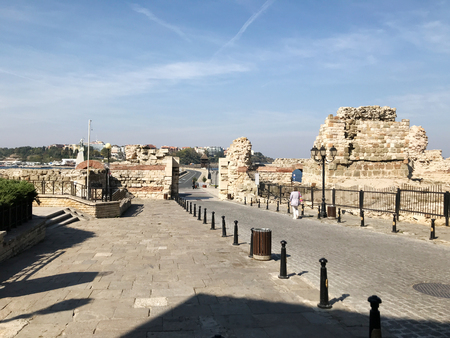 Nesebar, Bulgaria - October 06, 2017: Western Fortress Wall in the UNESCO world heritage town.のeditorial素材
