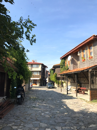 Nesebar, Bulgaria - October 06, 2017: Seaside resort and ancient old town Nesebar in Bulgaria.のeditorial素材