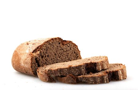 Black bread isolated on white background