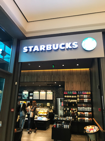 Burgas, Bulgaria - May 18, 2018: Starbucks store in Mall Galleria Burgas. Starbucks Corporation is an American coffee company and coffeehouse chain.
のeditorial素材