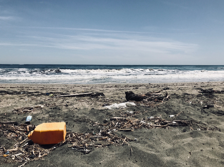Trash on the beachの写真素材