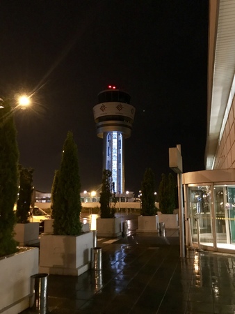SOFIA, BULGARIA - JULY 01, 2018: Exterior of the Sofia Airport. "Sofia Airport" EAD is a licensed airport operator of the largest international airport in Bulgaria.のeditorial素材
