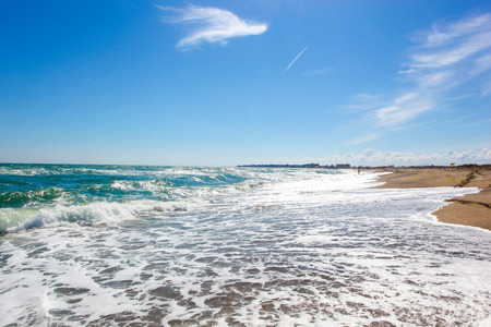 Beautiful beach and incredible sea in Pomorie, Bulgaria.の写真素材