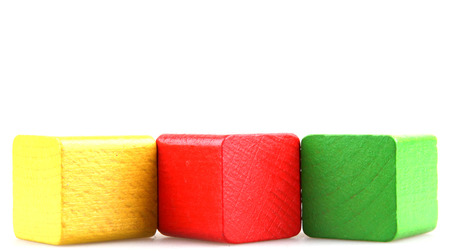 Wooden Building Blocks Isolated On White Backgroundの写真素材