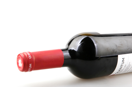 Pomorie, Bulgaria - November 15, 2018: Bottle Of Quantum - Mavrud And Merlot Red Wine On White.のeditorial素材