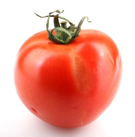 Close-Up Of Red Tomato On White Background.の写真素材