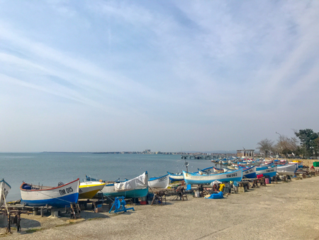 Pomorie, Bulgaria - March 09, 2019: Beautiful View From The Center Of The Sea Town.のeditorial素材