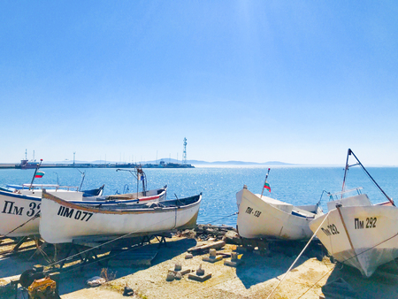 Pomorie, Bulgaria - March 09, 2019: Beautiful View From The Center Of The Sea Town.のeditorial素材
