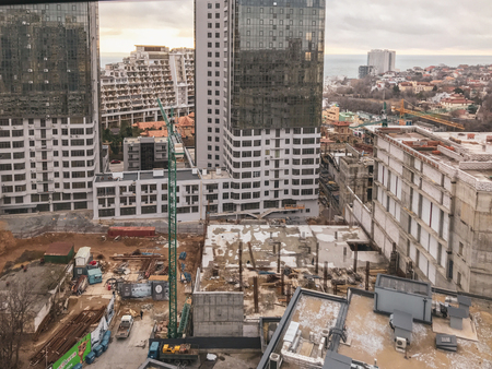 Odessa, Ukraine - December 30, 2017: Large Building Site Near The Sea.