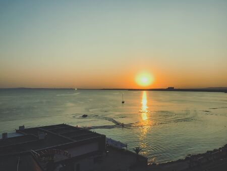 Beautiful Sea Sunset In Pomorie, Bulgaria.の写真素材
