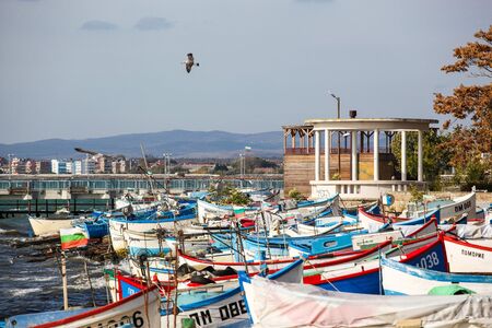 Pomorie, Bulgaria - - November 06, 2019: Pomorie Is A Town And Seaside Resort In Southeastern Bulgaria, Located On A Narrow Rocky Peninsula In Burgas Bay On The Southern Bulgarian Black Sea Coast.の写真素材