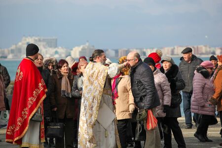 Pomorie, Bulgaria - January 06, 2020: Epiphany in the town of Pomorie. Epiphany is a Christian feast day that celebrates the revelation of God incarnate as Jesus Christ.のeditorial素材