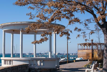 Pomorie, Bulgaria - February 07, 2020: Pomorie Is A Town And Seaside Resort In Southeastern Bulgaria, Located On A Narrow Rocky Peninsula In Burgas Bay On The Southern Bulgarian Black Sea Coast.のeditorial素材