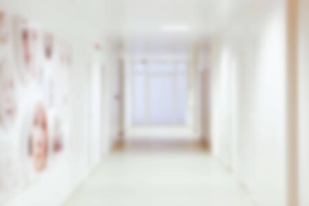 Blurred Image Of Modern Hospital. Healthcare Facility. Empty Hospital Corridor.の写真素材
