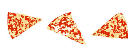 Traditional pepperoni pizza on white background. Pepperoni is an American variety of salami, made from a cured mixture of pork and beef seasoned with paprika or other chili pepperの写真素材