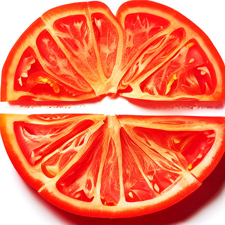 cut tomato isolated on white backgroundの写真素材