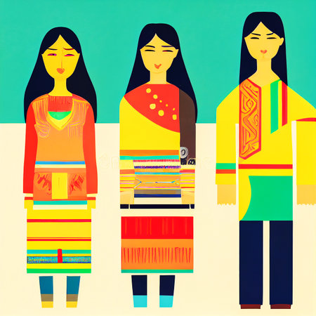 color image of ethnic group people illustrationの写真素材