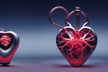 Illustration of an artificial heart. An artificial heart is a device that replaces the heart.の写真素材