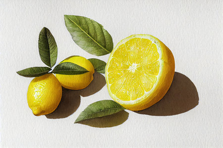Citrus Limon (Lemon) Fruit. The lemon (Citrus limon) is a species of small evergreen trees in the flowering plant family Rutaceae, native to Asia, primarily Northeast India (Assam) or China.の写真素材