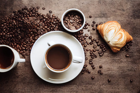 Coffee is a drink prepared from roasted coffee beansの写真素材