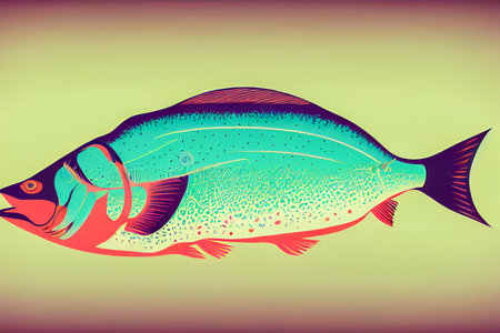 Color illustration of a fishの写真素材