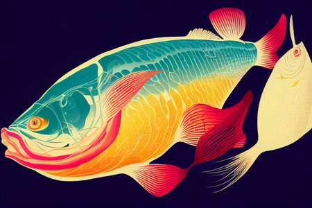 Color illustration of a fishの写真素材