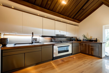 image of beautiful kitchen in new luxury homeの写真素材