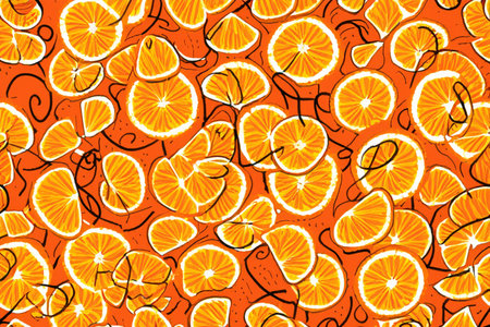 textured illustration with fresh orange fruits