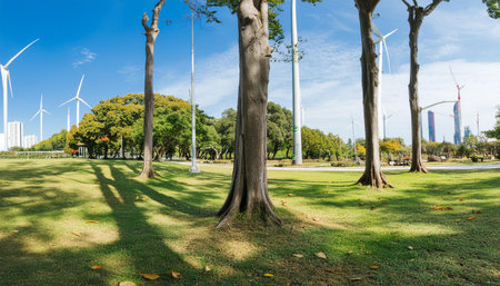 Generative Image Depicting Wind Turbinesの写真素材