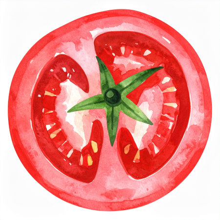 watercolor illustration of a red tomato isolatedの素材