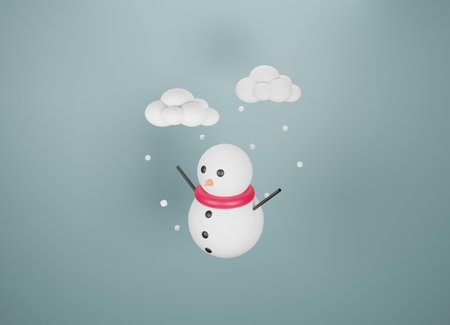 icon snow isolated on indigo background element, have a snowman, weather icon . 3D rendering.の写真素材