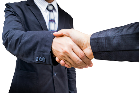 The handshake businees on white background.の写真素材