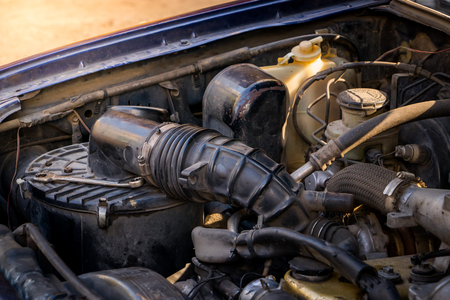 The cloes up old Car engine.の写真素材