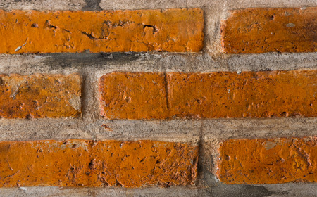The Close up Brown Old Shabby Brick Wall Square Background Texture.の写真素材