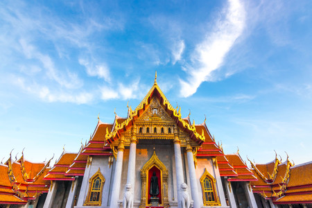 The Marble Temple , Wat Benchamabophit Dusitvanaram in Bangkok, Thailand. Unseen Thailand.の写真素材