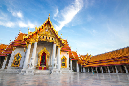 The Marble Temple , Wat Benchamabophit Dusitvanaram in Bangkok, Thailand. Unseen Thailand.の写真素材