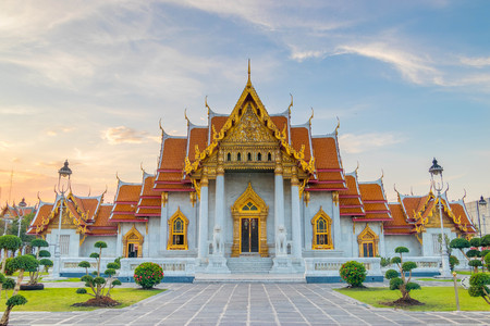 The Marble Temple , Wat Benchamabophit Dusitvanaram in Bangkok, Thailand. Unseen Thailand.の写真素材