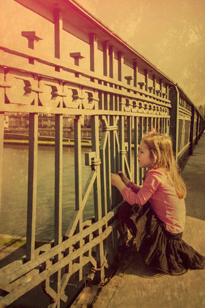 girl on the bridgeの写真素材